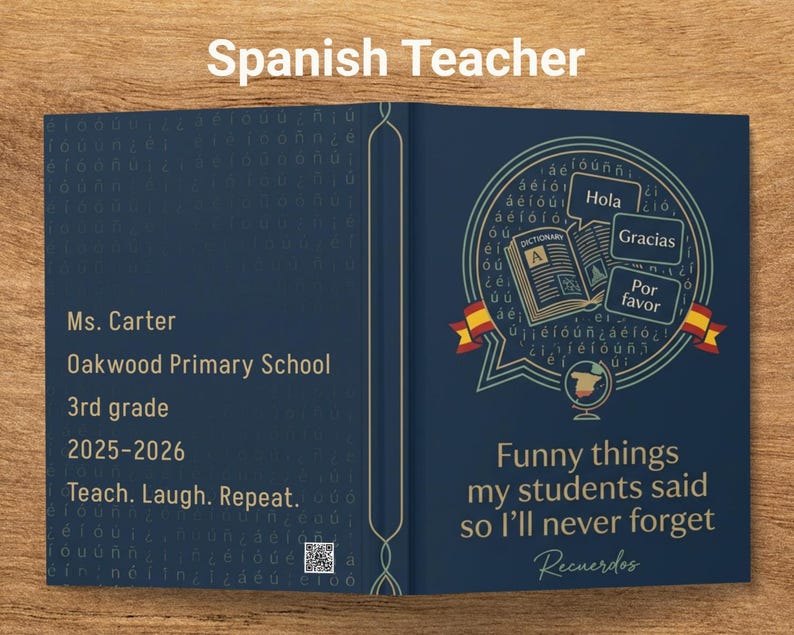 Personalized Spanish Teacher Journal Notebook, Custom Name, Grade, Year ...