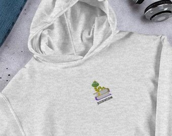 Bestickter Bücherwurm Hoodie, süßes Wurm Design, Buch-Liebhaber-Geschenk, Bibliothek, Leser, bestickter Hoodie, trendiger Hoodie, Geburtstags-Hoodie, Unisex
