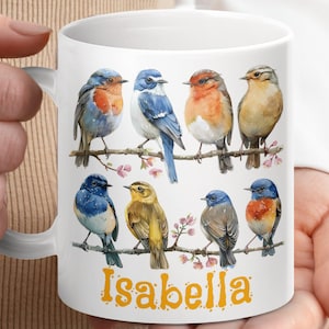 Custom Name Bird Mug, Personalized Nature Mug, Bird Lovers Mug, Unique Coffee Mug Gift, Ornithology Hobby Mug, Custom Gift Mug