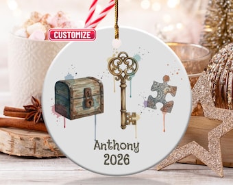 Personalisierte Fluchtraumverzierung, individuelles Namensandenken, Schlüsselpuzzle-Brustverzierung, 2026-Abschlussgedächtnis, Fluchtspiel-Weihnachtsverzierung