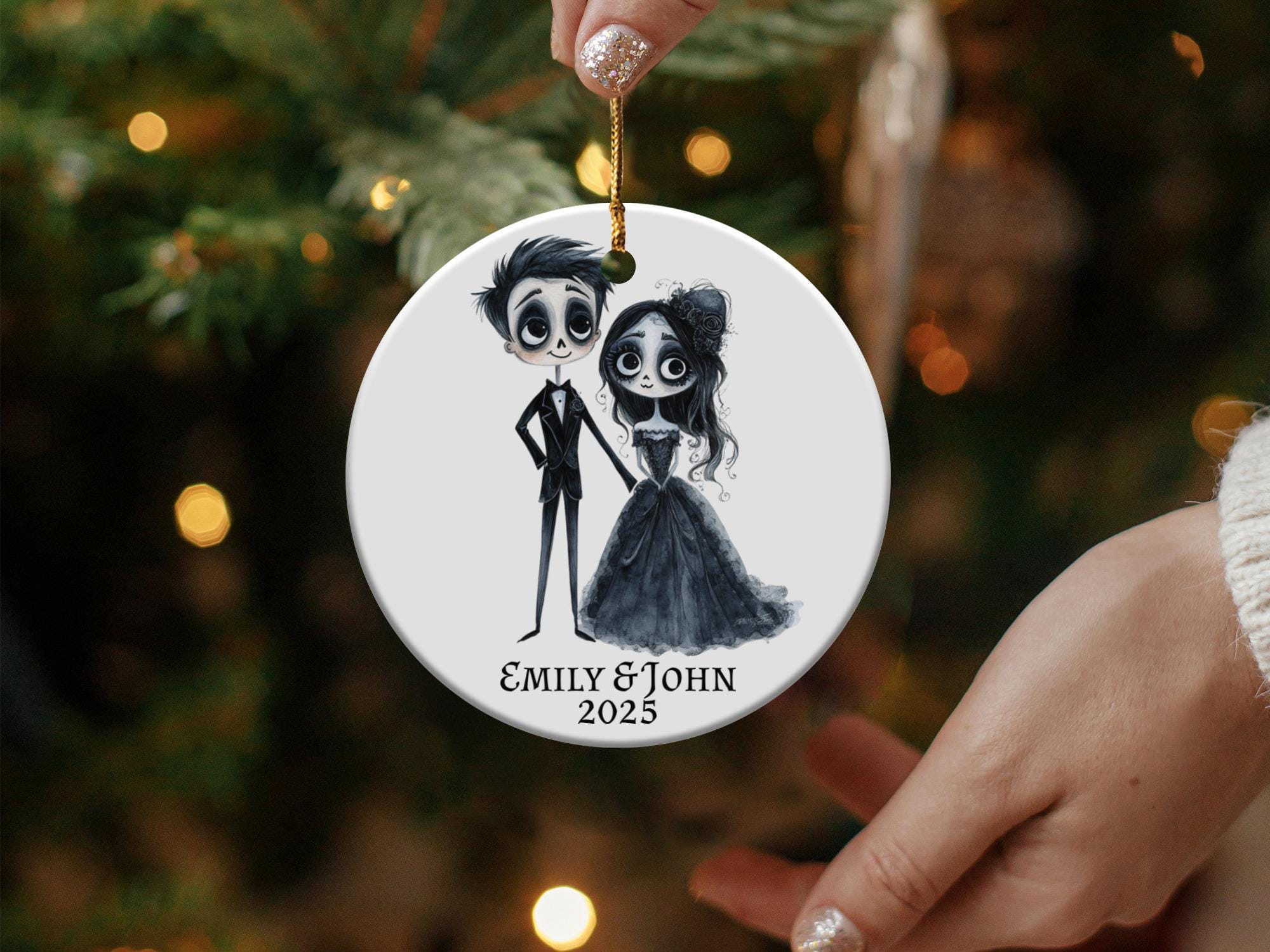 Custom Corpse Bride Ornament, Personalized Wedding Gift, Gothic Couple ...