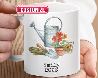 Personalized Gardener Mug, Custom Name Gardening Gift, Birthday Gift For Gardeners, Gift For Her, Gardening Lover Gift, Gardening Year Mug