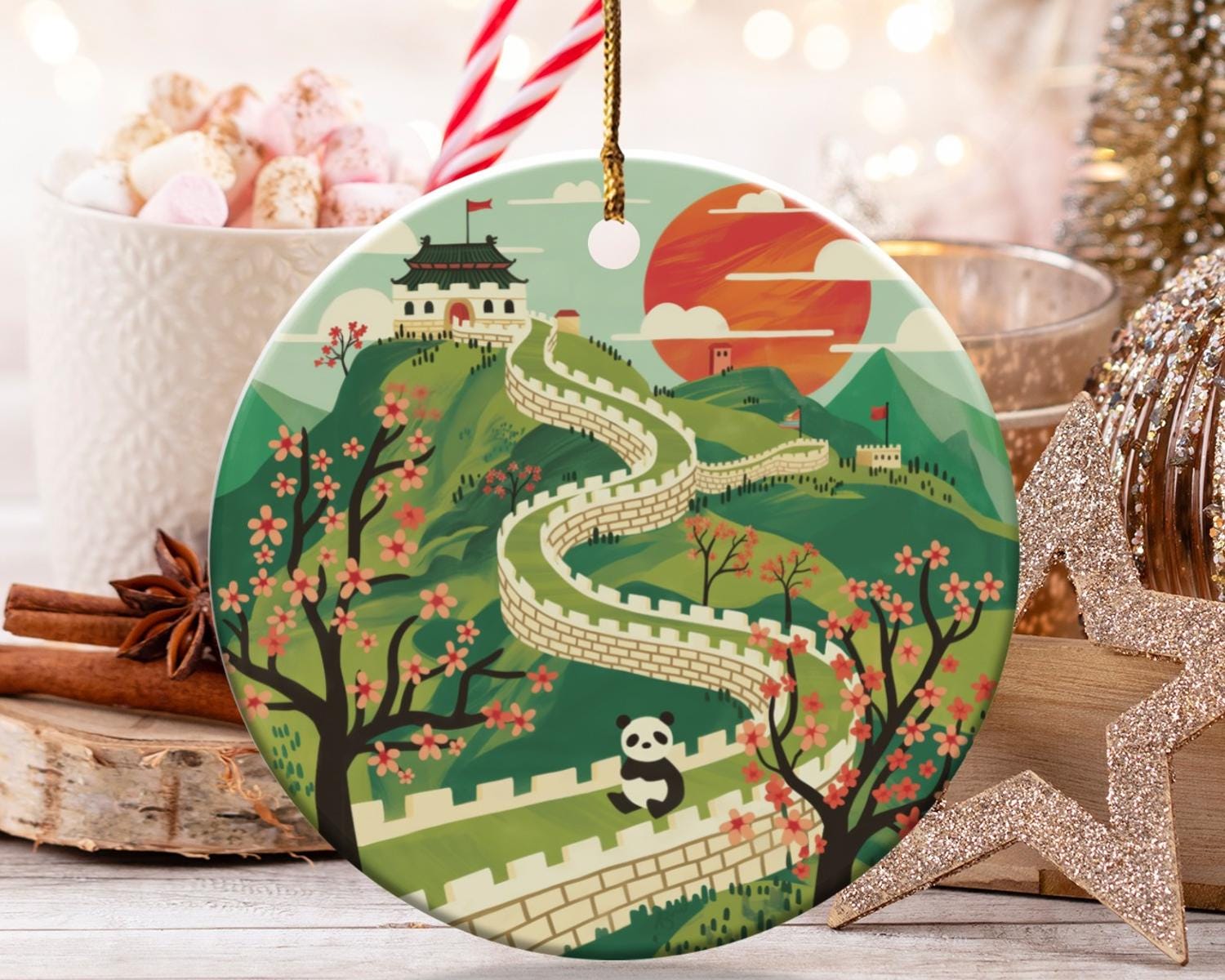 万里の長城飾り、パンダ飾り、中国飾り、旅行ギフト、お土産飾り