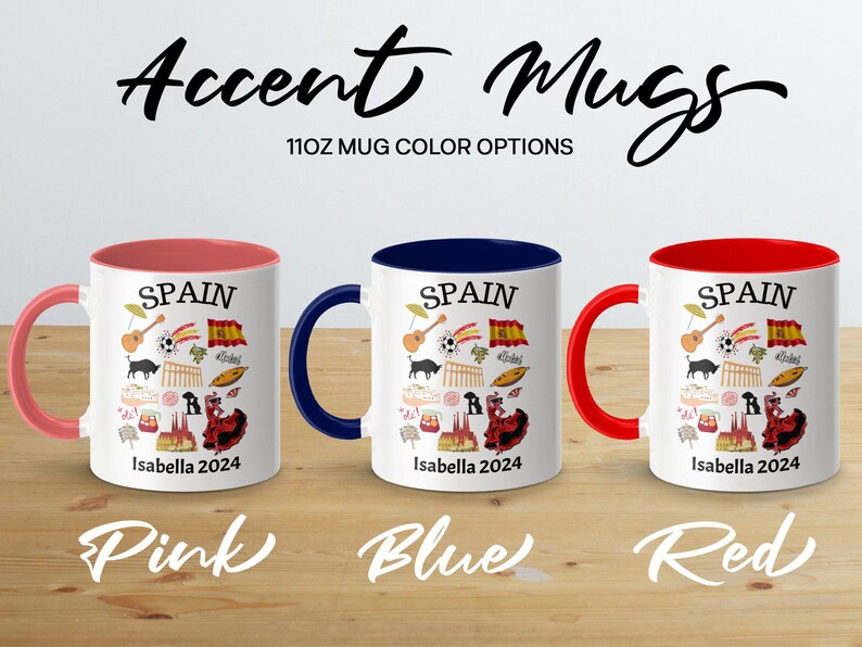 Taza de viaje personalizada de España con nombre y año, regalo de recuerdo español personalizado, taza de recuerdo única de España image 4