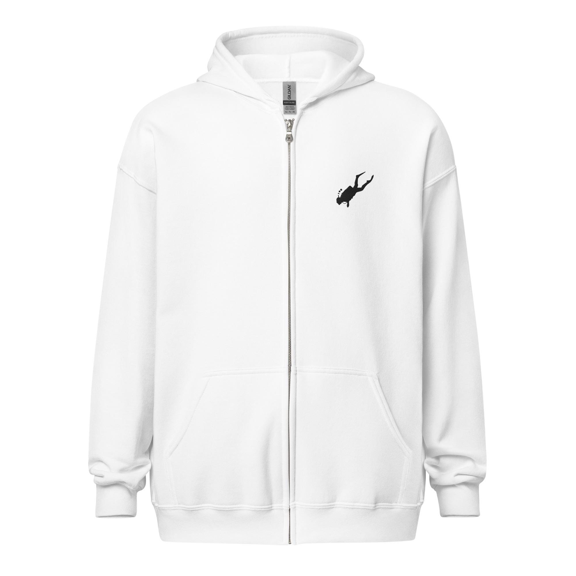Scuba Diving Hoodie Embroidered Zip up Sweatshirt Diver Gift PADI