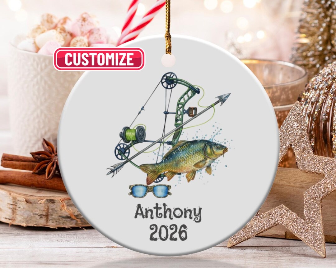 Bowfishing Ornament, Personalized Name Ornament, Hobby Ornament