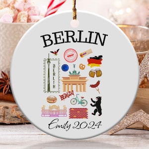 Custom Text Berlin souvenir ornament, Berlin travel keepsake, Berlin travel memory, German travel memento, Berlin 2024 ornament, Germany