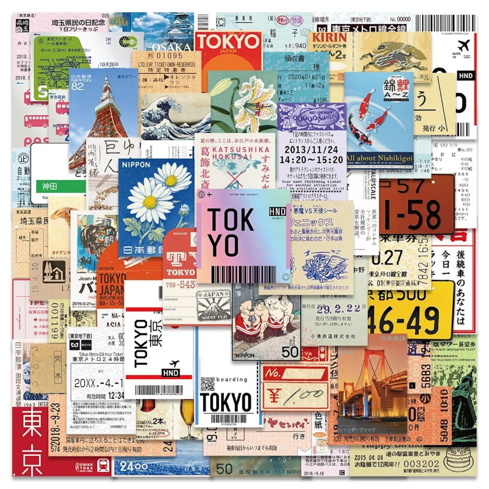 Japanese Tags Sticker Japanese Stickers, 60 Japanese Sticker, Water Bottle Sticker Pack ...