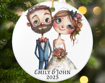 Ornement de mariage personnalisé, Ornement de couple, Ornement de noms personnalisés, Ornement de cadeau de mariage, Ornement de mariage unique