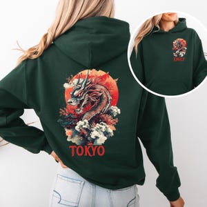Custom Name Japanese Dragon Sweatshirt, Tokyo Dragon Graphic Hoodie, Personalized Vintage Style Dragon Tee, Unisex Asian Dragon Art Tee