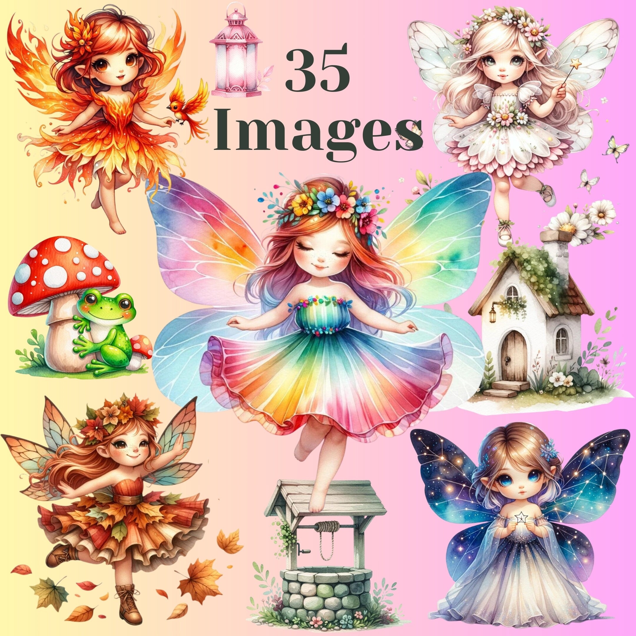 Fairy Garden Clipart Bundle, Fantasy Butterfly Clip Art, Cute Fairies ...