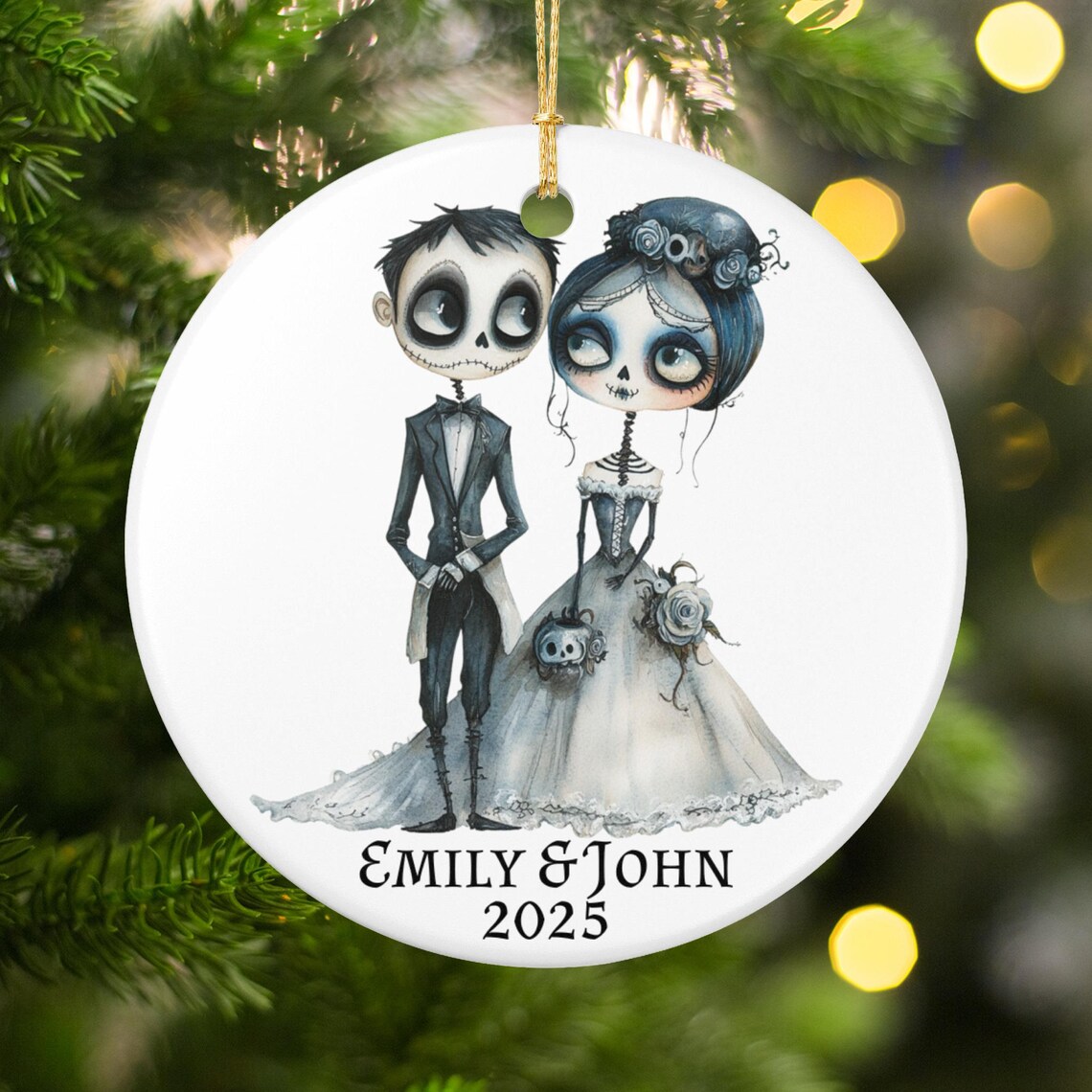 Personalized Corpse Bride Wedding Ornament, Custom Couple Name Year ...