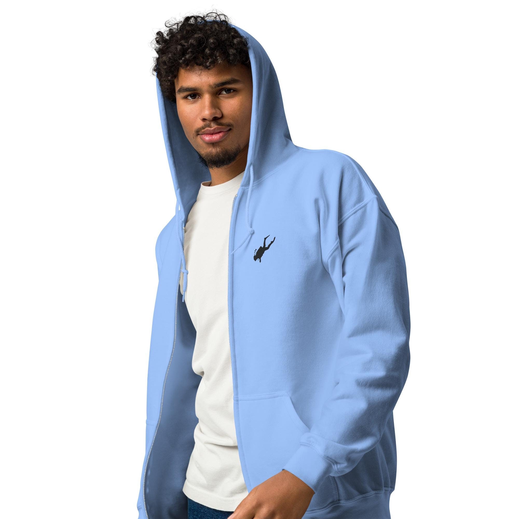Scuba Diving Hoodie Embroidered Zip up Sweatshirt Diver Gift PADI