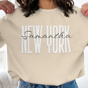 Spersonalizowana nazwa New York Bluza, Bluza z kapturem, Koszulka dla kobiet i mężczyzn Niepowtarzalny pomysł na prezent Urodziny, Boże Narodzenie lub prezent rocznicowy