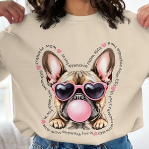Sudadera con cappuccio e maglietta a maniche lunghe con disegno di bulldog francés divertido e occhiali a forma di corazón di colore rosa chicle