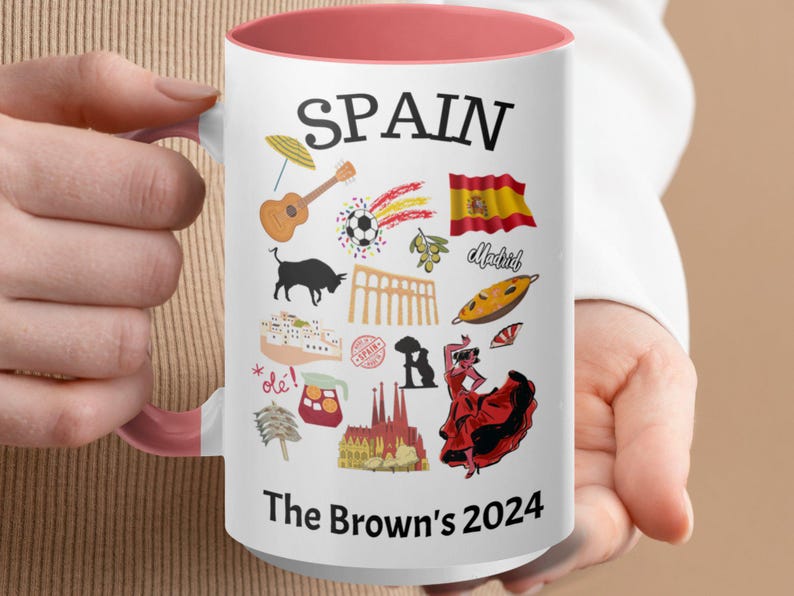 Taza de viaje personalizada de España con nombre y año, regalo de recuerdo español personalizado, taza de recuerdo única de España image 9