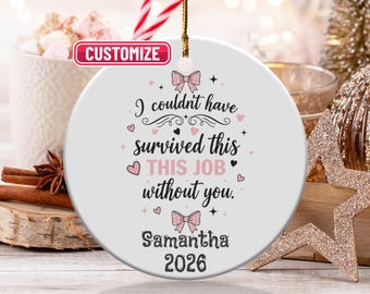 Adorno personalizado para compañeros de trabajo, adorno personalizado con nombre y año, adorno divertido para el trabajo, regalo único de agradecimiento, adorno