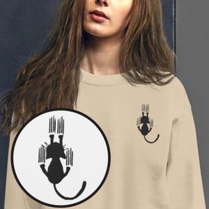 Cadeau pour propriétaire de chat Sweat brodé chat Pull chat coulissant Cadeau pour amoureux des animaux Design chaton mignon Pull chat drôle Cadeau pour amoureux des animaux