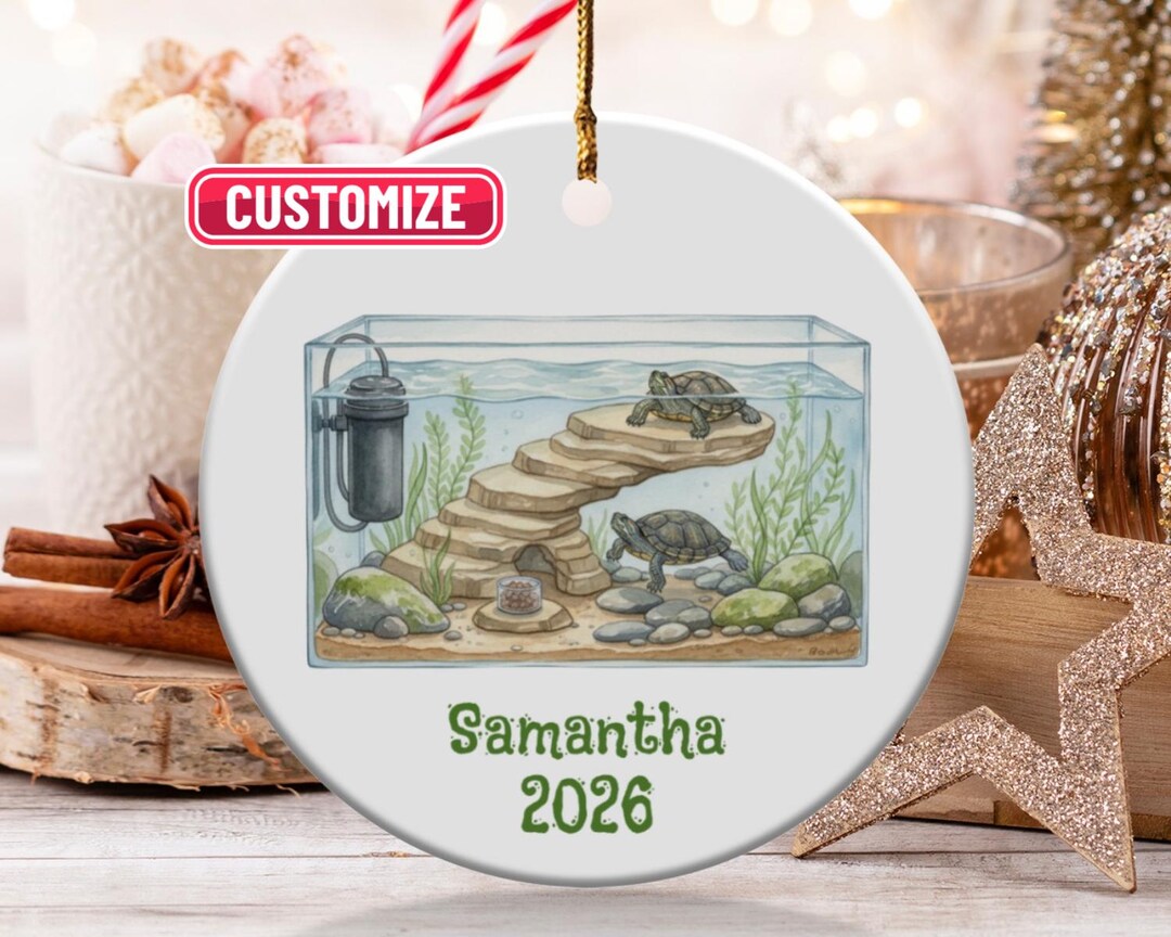 Aquatic Turtle Keeping Ornament, Personalized Turtle Lover Gift, Custom ...