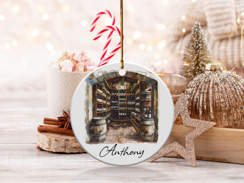 Custom Name Wine Cellar Ornament, Personalized Hobby Christmas Gifts