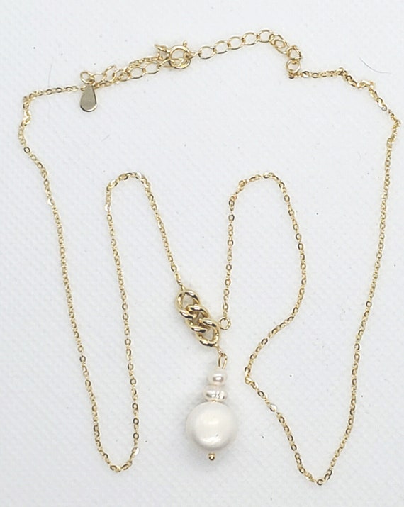 pearl necklace 14k gold plated - image 2