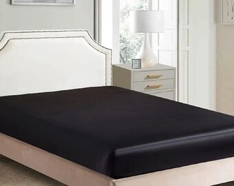 Decoware Gloss satin fitted sheet - Black