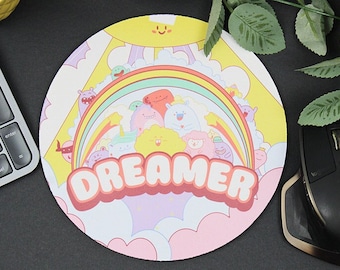 Dreamer Mouse Pad, Dreamer Mousepad, Round Mousepad, Round Mouse mat, Aesthetic Mousepad, Kawaii Mouse Pad, Home Decor, Cosy Mousepad