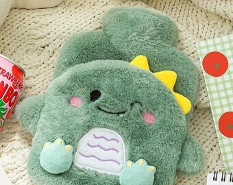 Dinosaur Hot Water Bottle, Cartoon Animal Hot Water Bottle, Dinosaur Design Hot Water Bottle, Green Dino Hot Water Bottle for Girls