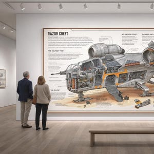 Razor Crest | Mandalorian | Grogu | Din Djarin | Star Wars | cross section | poster | Schematic | The Mandalorian and Grogu | cutaway |