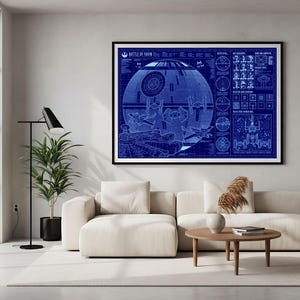 Death Star | Battle | Yavin | Star Wars | blueprint | poster | digital poster | Millennium Falcon | DeathStar | Schematic | Space | X-Wing