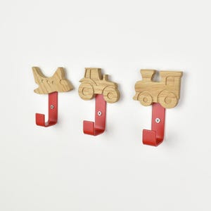 Oak Transport Vehicle Wall Hooks | Kids Nursery Decor