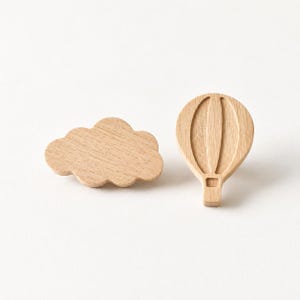 Oak Hot Air Balloon Drawer Knobs - Wooden Cloud Dresser Handles - Kids Cabinet Pulls - Sky Nursery & Bedroom Decor