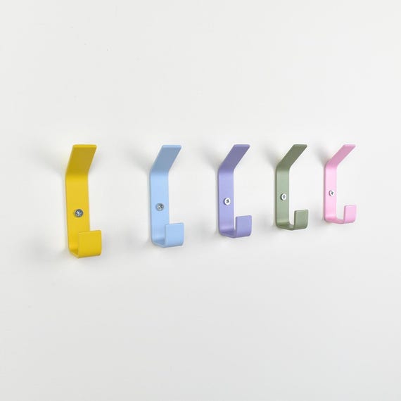 Colourful Coat Hooks | Double Wall Hook | Kids Bedroom Storage | Nursery Coat Hook | Hallway Wall Hooks | Metal Coat Hanger