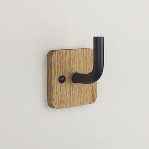 Black wall hook | oak wall hook | wall mounted hook | tea towel hook | towel hook | wood and metal | industrial decor | farmhouse decor