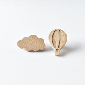 Hot Air Balloon Drawer Knobs Set of 6, Wooden Cloud Drawer Pulls, Kids Dresser Handles, Nursery Cabinet Knobs, Sky Bedroom Decor