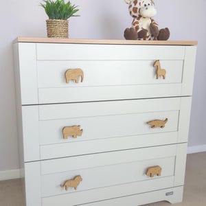 Safari animal nursery drawer handles | Jungle nursery decor | animal drawer knobs | drawer pulls | oak drawer knobs | kids bedroom decor