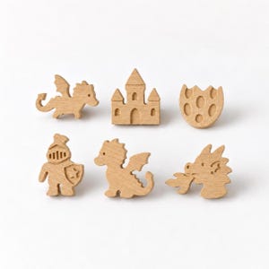 Oak Dragon Drawer Knobs - Single or Set of 6 - Wooden Drawer Pulls - Kids Dresser & Nursery Cabinet Handles - Fantasy Bedroom Decor