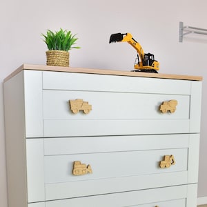 Pomos de cajones con forma de vehículos de construcción / Decoración para dormitorio infantil