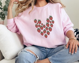 Sudadera del Día de San Valentín para mujer, sudadera de San Valentín, camisa de fresa, Cupido, suéter de San Valentín, regalo del Día de San Valentín, día de San Valentín