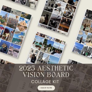 Tablero de visión estética, imprimibles, kit de tablero de estado de ánimo, plantillas de tablero de visión digital, gráficos motivacionales imprimibles, objetivos 2025