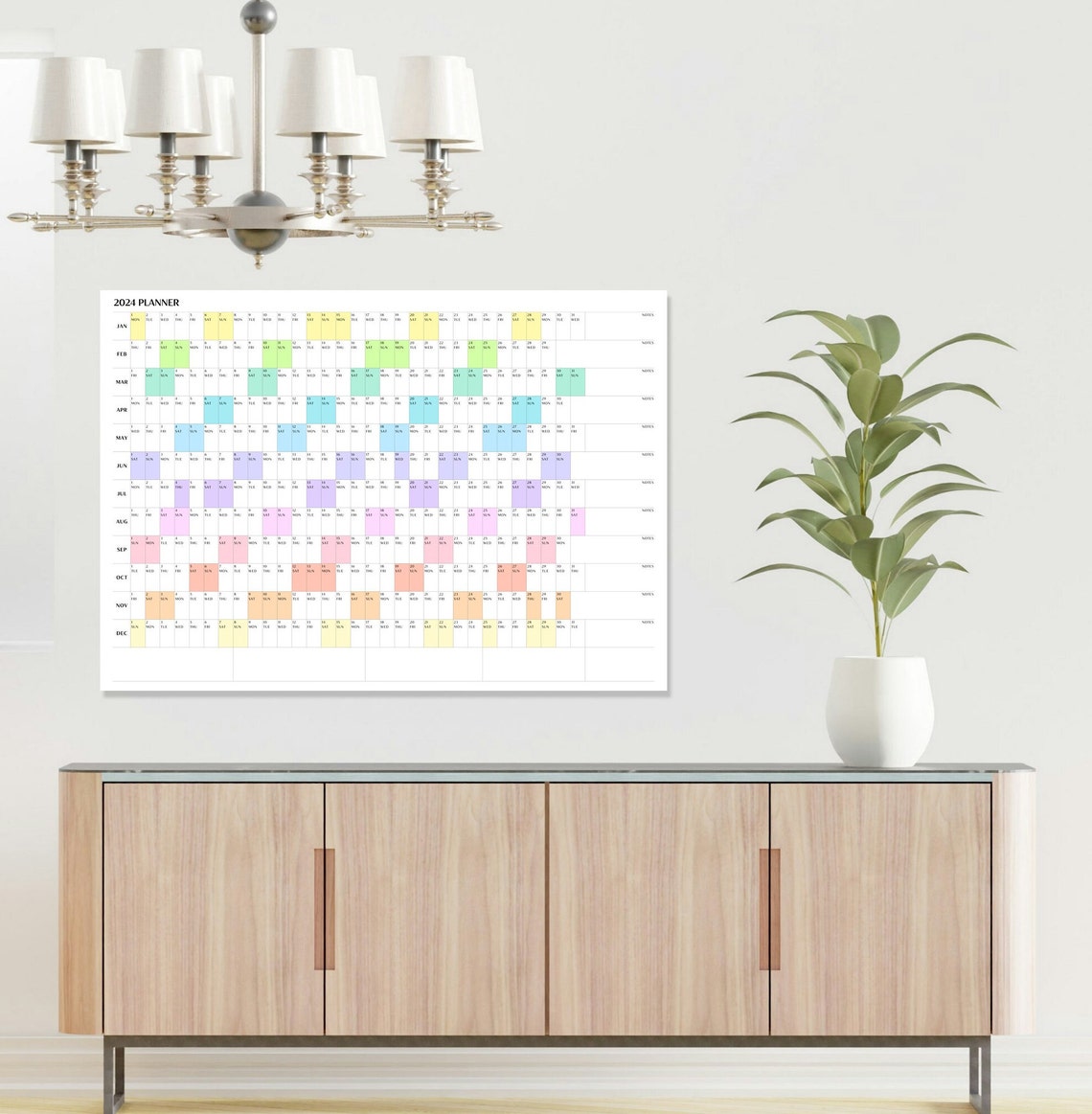 PRINTABLE 2024 Wall Calendar - Instant Digital Download - 2024 Wall ...