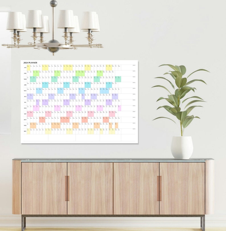 PRINTABLE 2024 Wall Calendar - Instant Digital Download - 2024 Wall ...