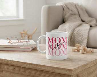 Funny Mom Life Coffee Mug, Relatable Motherhood Ceramic Cup, Sarcastic Gift for Mom, Birthday Present for Her, Tired Mom Coffee Lover Gift