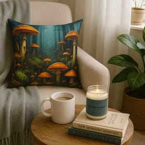 Whimsical Mushroom Throw Pillow, Fungi Accent Cushion, Cozy Nature Home Decor, Woodland Living Room Pillow, Gift for Nature Lovers
