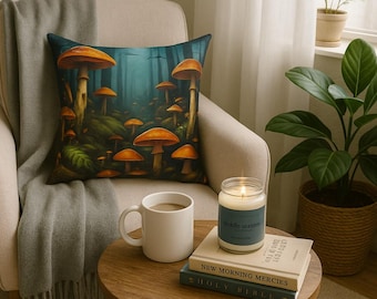 Whimsical Mushroom Throw Pillow, Fungi Accent Cushion, Cozy Nature Home Decor, Woodland Living Room Pillow, Gift for Nature Lovers