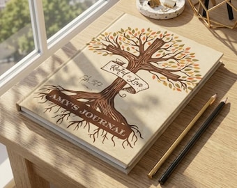 Diario de oración personalizado, cuaderno cristiano personalizado "Enraizado en el amor", regalo de afirmación bíblica para ella, diario de estudio bíblico "Cruz y raíces".