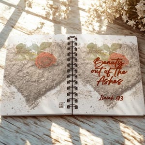 Christian Journal for Women, “Beauty Out of the Ashes” Spiral Notebook | Faith-Based Gift, Prayer, Devotional, Bible Verse Writing Book
