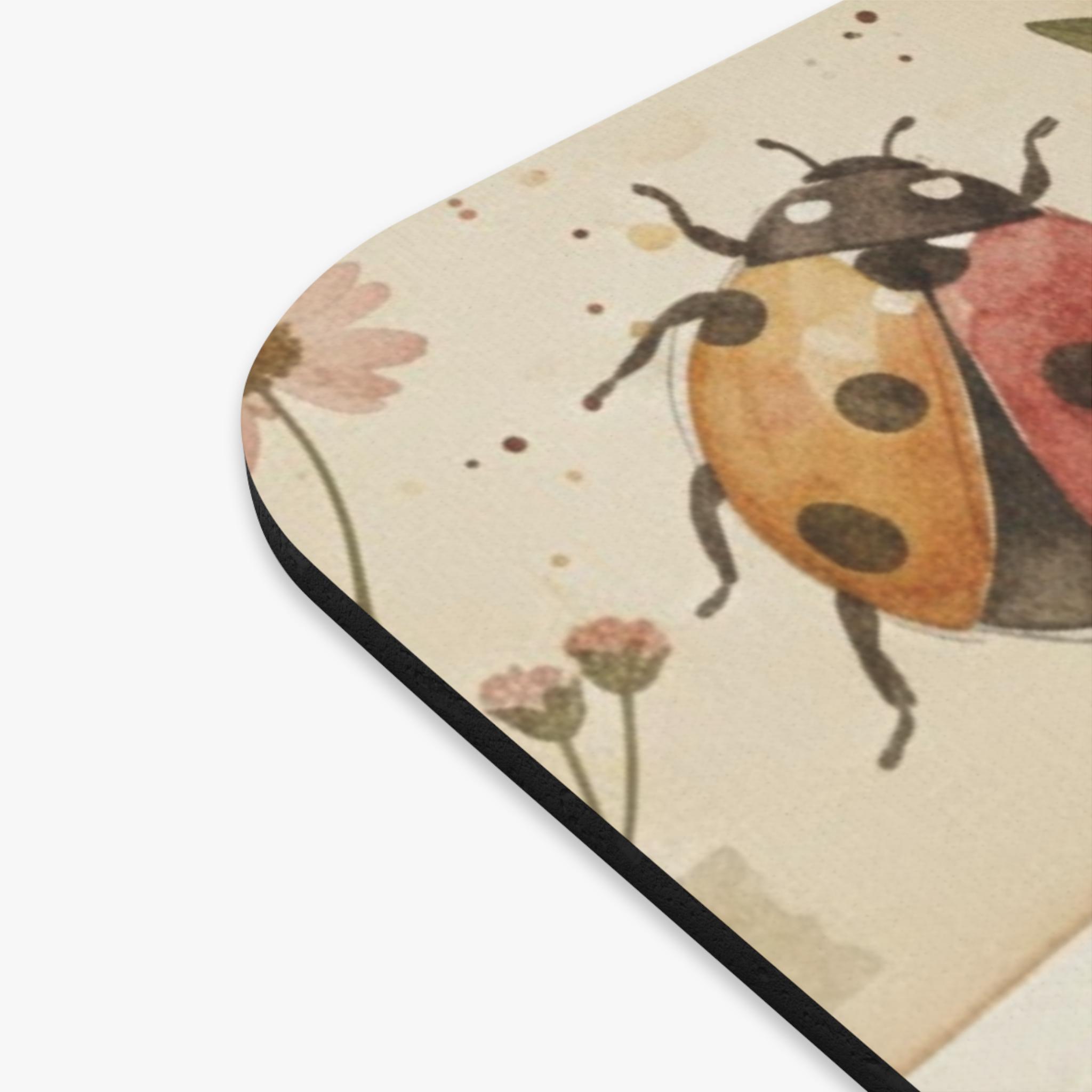 Cottagecore Ladybug Desk Mat, Vintage Botanical Scrapbook Mousepad ...