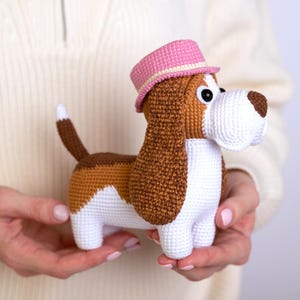 Crochet pattern toy Dog Basset Hound, Amigurumi animals tutorial