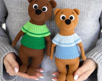 Crochet pattern toy Bear, Amigurumi animals tutorial